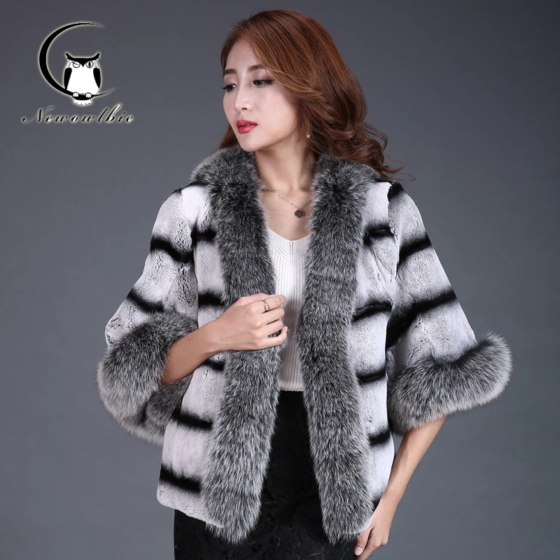 

2020 winter new double-color Rex Rabbit hair short section of the entire leather fur coat with fox fur collar