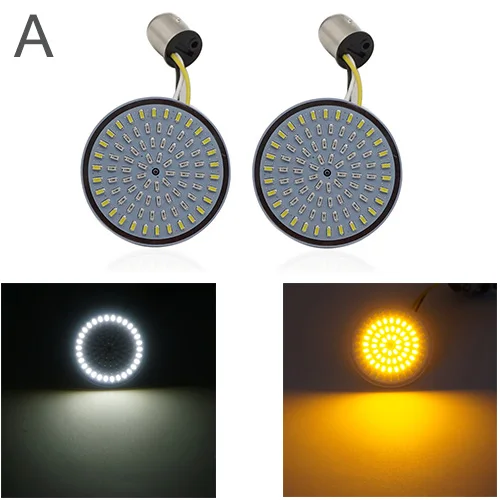 2 x светодиодный светильник с пулевидным указателем поворота 1156 1157 светодиодный светильник с линзами для Dyna Glide FLSTF - Цвет: 2x White and Yellow