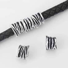 10 pçs encantos esculpidos grain redemoinho slider grânulos espaçador para 6mm redondo cordão de couro pulseira colar descobertas jóias