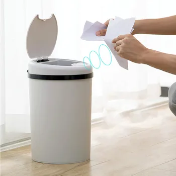 

Household automatic induction trash can creative bedroom living room kitchen smart with lid pressure ring sealed barrel ZP515150