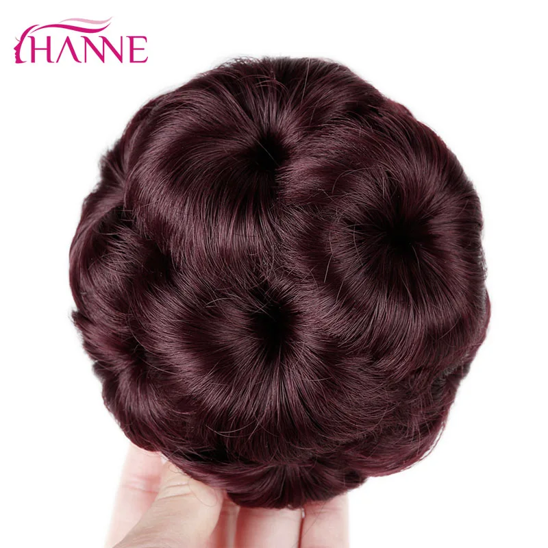 Волосы hanne для женщин шиньон волосы булочка пончик клип в шиньон для наращивания черный/коричневый/красный синтетический Высокая температура волокна шиньон - Цвет: Burgundy