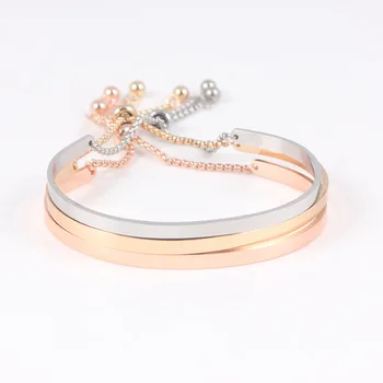 

Inspirational Bracelets Bangles With Tail chain For Women Gift Bar Armband Custom Engraved Name Bracelet Letters Jewelry