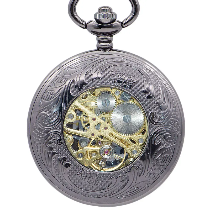 Унисекс стимпанк карманные часы Механические карманные часы ожерелье кулон ретро скелет винтажные карманные Fob часы с цепочкой