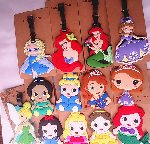 

Disney princess cartoon Travel Accessories travel tag luggage Frozen Suitcase ID Address portable label pendant Elsa doll