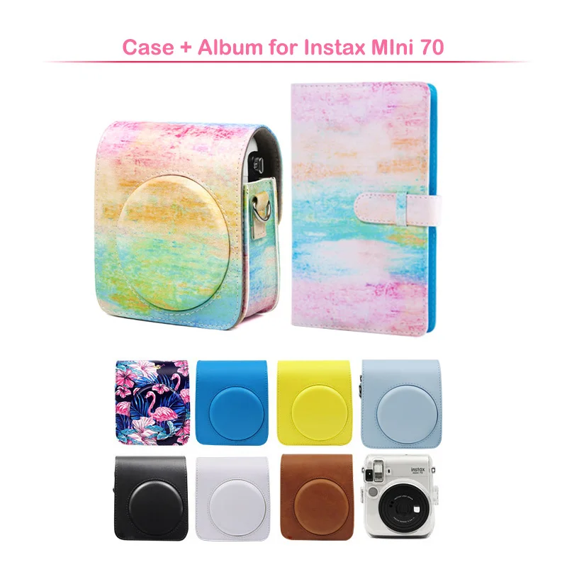 Brand Quality PU Leather Case Bag with Shoulder Strap + 96 Pockets Photo Album for Fujifilm Instax Mini 70 Instant Film Camera |