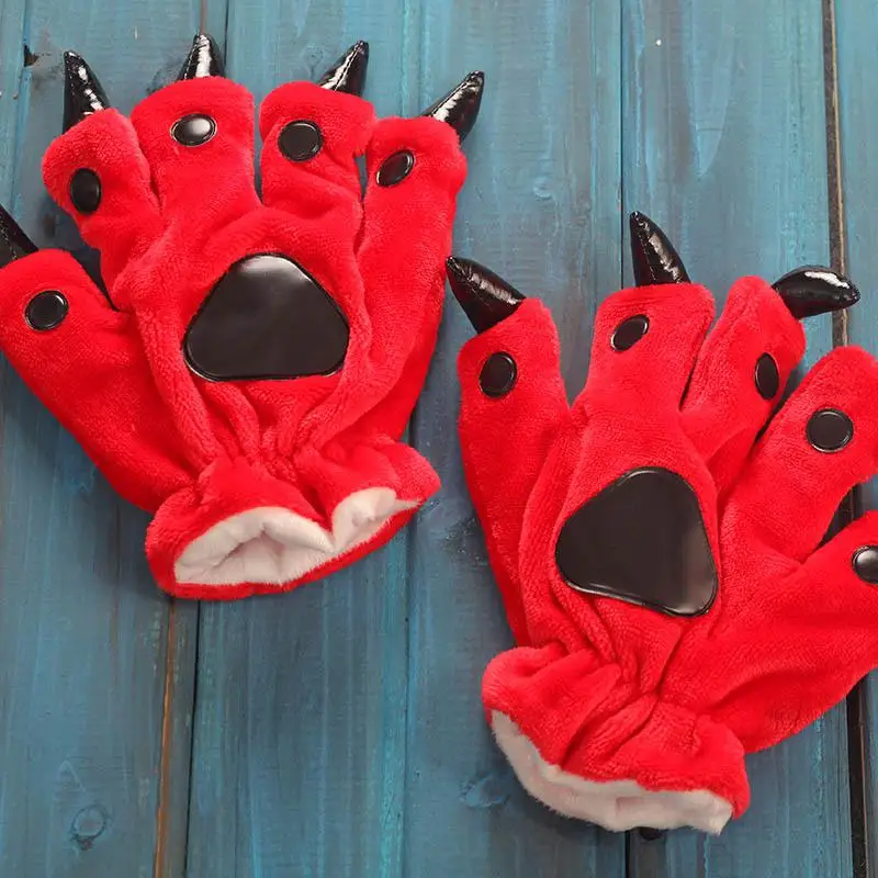 Детские перчатки, детские перчатки для мальчиков и девочек, варежки с милым рисунком Пикачу, перчатки единорога тигра - Color: Red Gloves