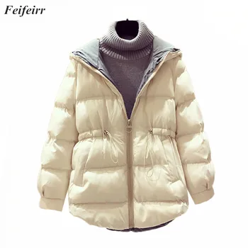 

2018 new ladies fashion hooded coat winter Medium long section wadded casaco feminino inverno parkas women jacket outwear