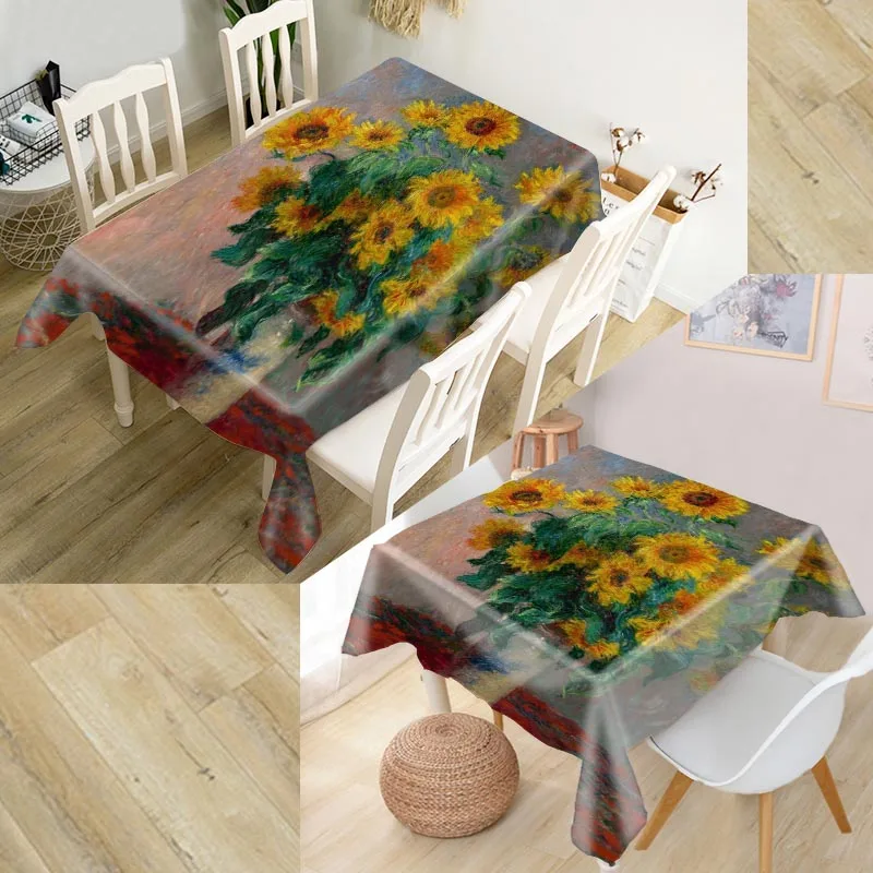 ShunQian Monet Oil расписная скатерть 3D Оксфорд ткань квадратный/прямоугольный пылезащитный Настольный чехол вечерние домашний декор покрытие