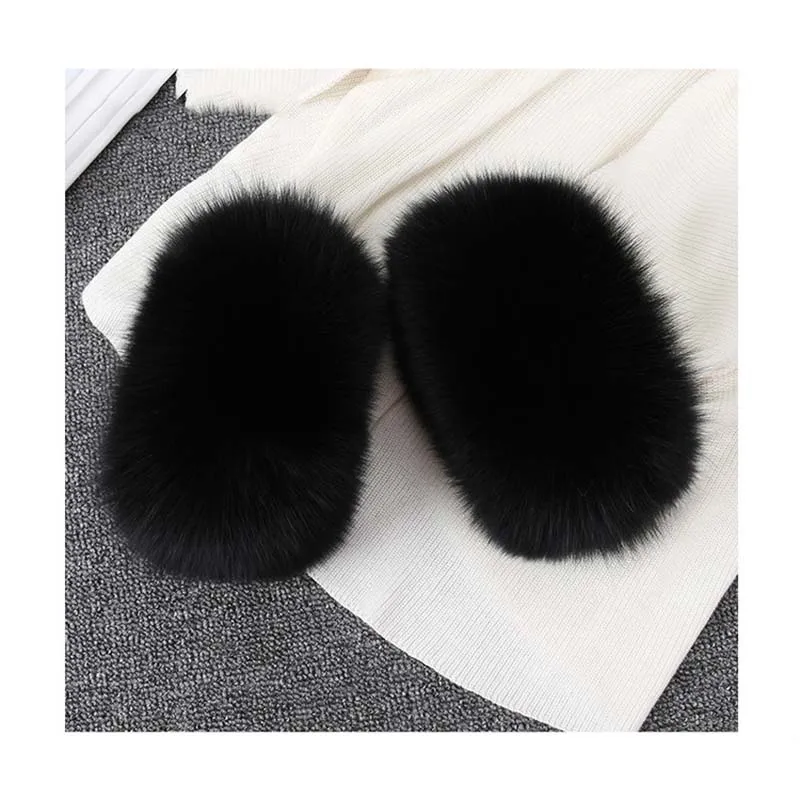 pure black Ms. MinShu 14 см Настоящий Лисий мех манжеты натуральный Лисий рукава с мехом для женщин пальто Теплые рукава куртка воротник из лисьего меха манжеты - Цвет: pure black