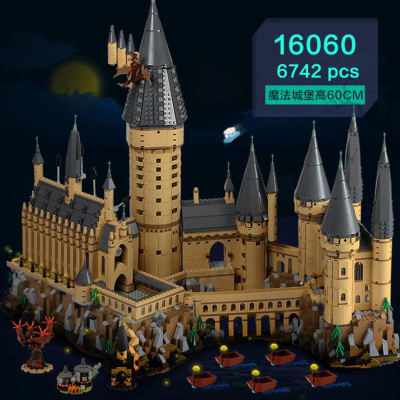 

16060 Harry Movie Series Magic Castle block 71043 Hogwarts Castle Set Building Blocks Brick House Model Christmas toy
