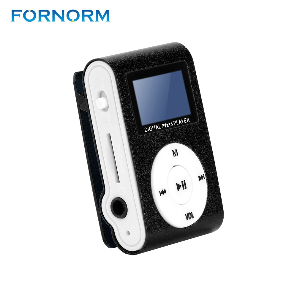 FORNORM Portable MP3 Player LCD Screen Mini Clip MP3 Player With Micro