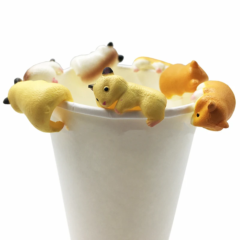

5pcs/Mini Custom hamster Pvc Environmental Protection Material Cute Cup Edge Figure animal shape creative Household toys