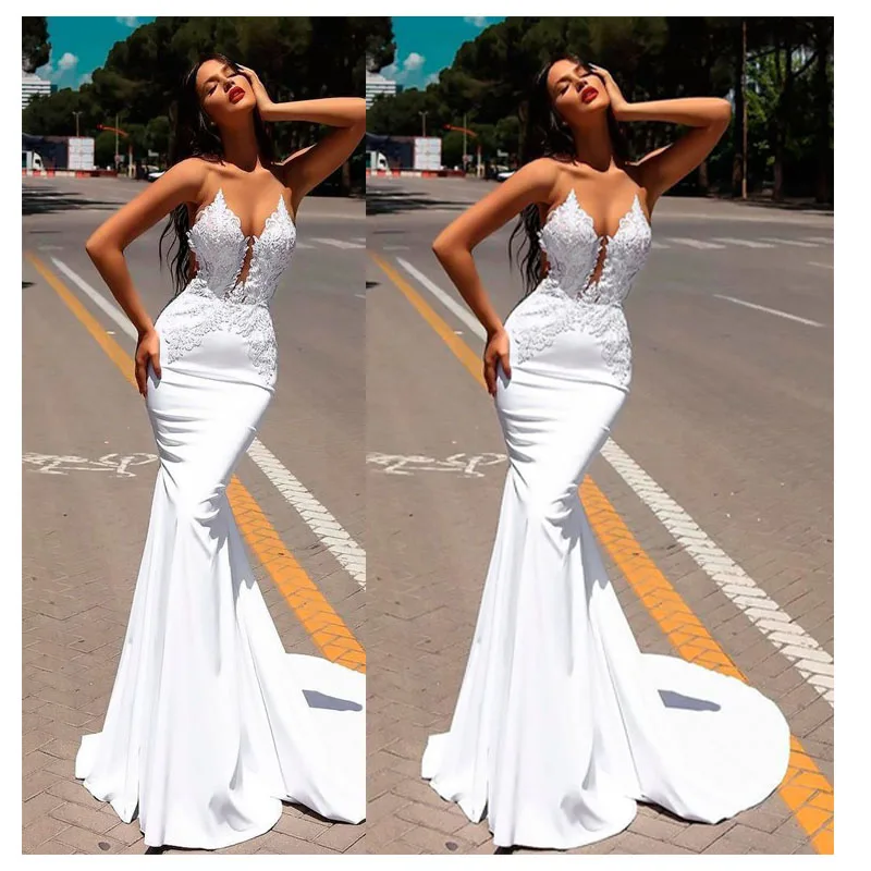 2019 Witte Mermaid Kant Bruidsjurken 2019 Trompet Trein Illusion bruidsjurk jurk Floor Lengte Sexy Wedding Partij Jassen 2019 Witte Mermaid Kant Bruidsjurken 2019 Trompet Trein Illusion bruidsjurk jurk Floor Lengte Sexy Wedding Partij Jassen