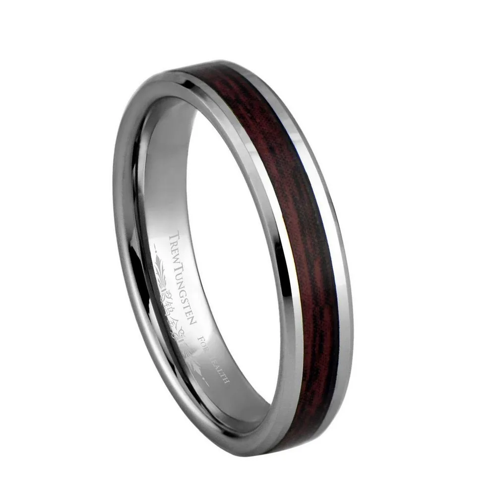 

Tungsten Wedding Band with Wood Pattern Inlay Width 4mm /TURI0029L