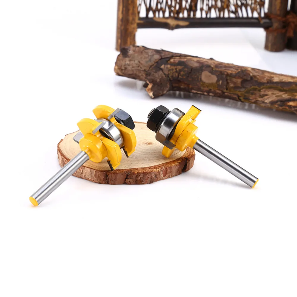 

2pcs/set Router Bits 1/4" Shank Tongue Groove Router Bit 3/4" Stock Handmade Milling Cutter for Woodworking Tool