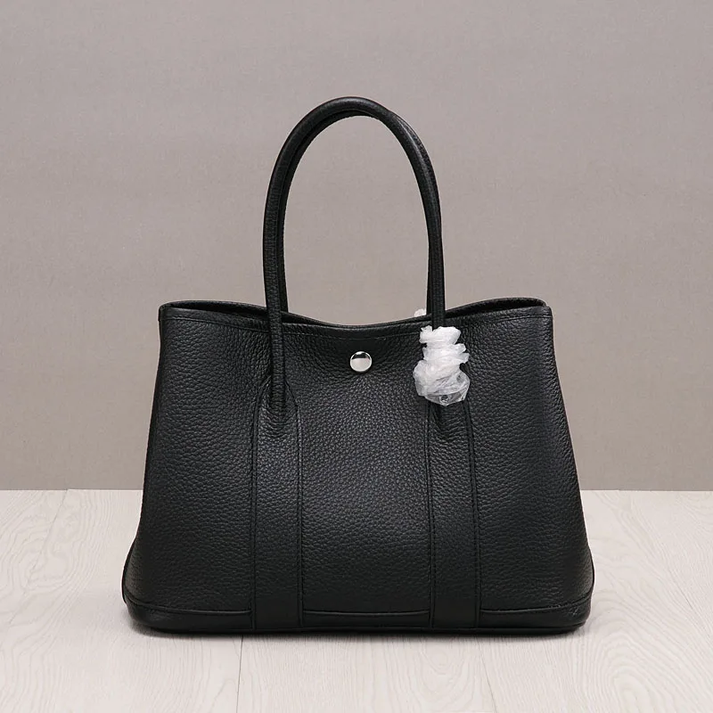 EsMussSei Большая вместительная женская сумка на плечо с двумя ручками, Женская сумочка, роскошная брендовая зернистая кожаная сумка-мессенджер с зернистой текстурой личи, женская сумка-тоут - Цвет: Black