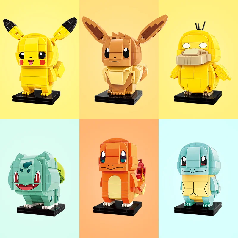 

Enlighten Building Bricks Assembled Pocket Monster Series Cartton Pikachu Squirtle PsyDuck Blocks Toys Pokemon Figures for Kids