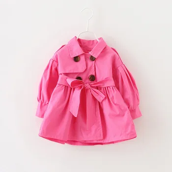 

2016new spring autumn coat baby girl cotton solid color double-breasted trench coat children's clothing brand free shipping 1-4T