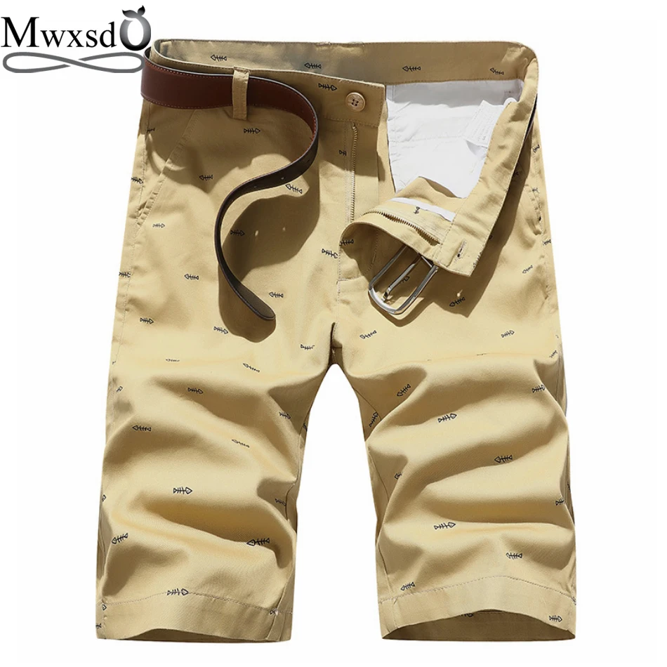 

Mwxsd brand men's casual printed cotton Shorts Summer Men slim fit knee length Shorts male fashion breathable beach shorts