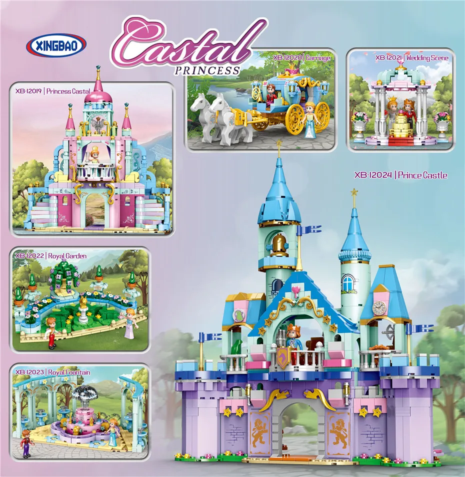 XINGBAO 12019-12024 Новая серия «подружки» принц и принцесса смешной замок, карета строительные блоки кирпичи игрушки для девочек