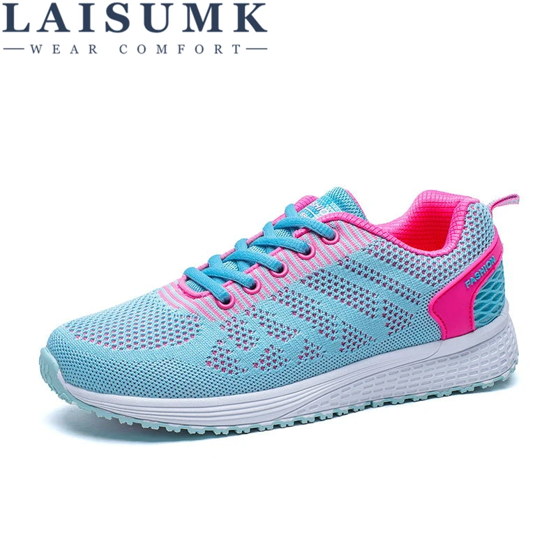 

LAISUMK 2019 Feminino New Air Mesh Light Sneaker Women Outdoor Autumn/Spring Breathable Comfortable Flat Shoes Ladies Gym Shoes