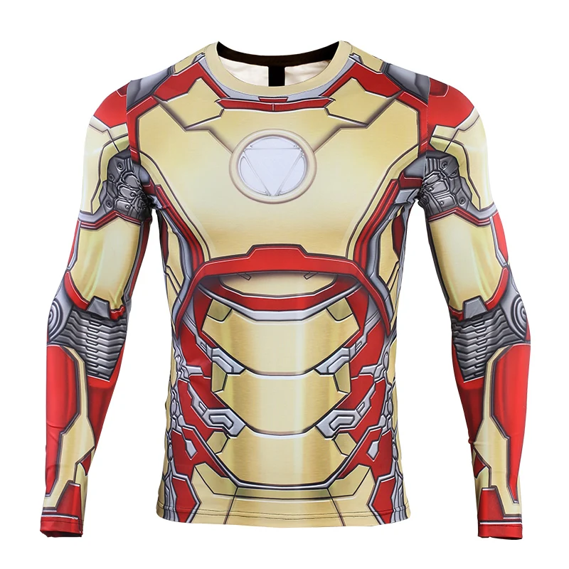 

MK42 Iron Man 3D Printed T shirts Men Avengers Compression Shirt Cosplay Costume Captain American Long Sleeve Tops For Male