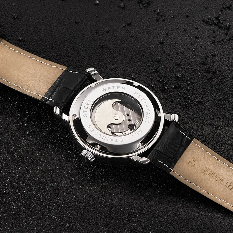 OUYAWEI Tourbillon механические наручные часы люксовый бренд бизнес мужские кожаный