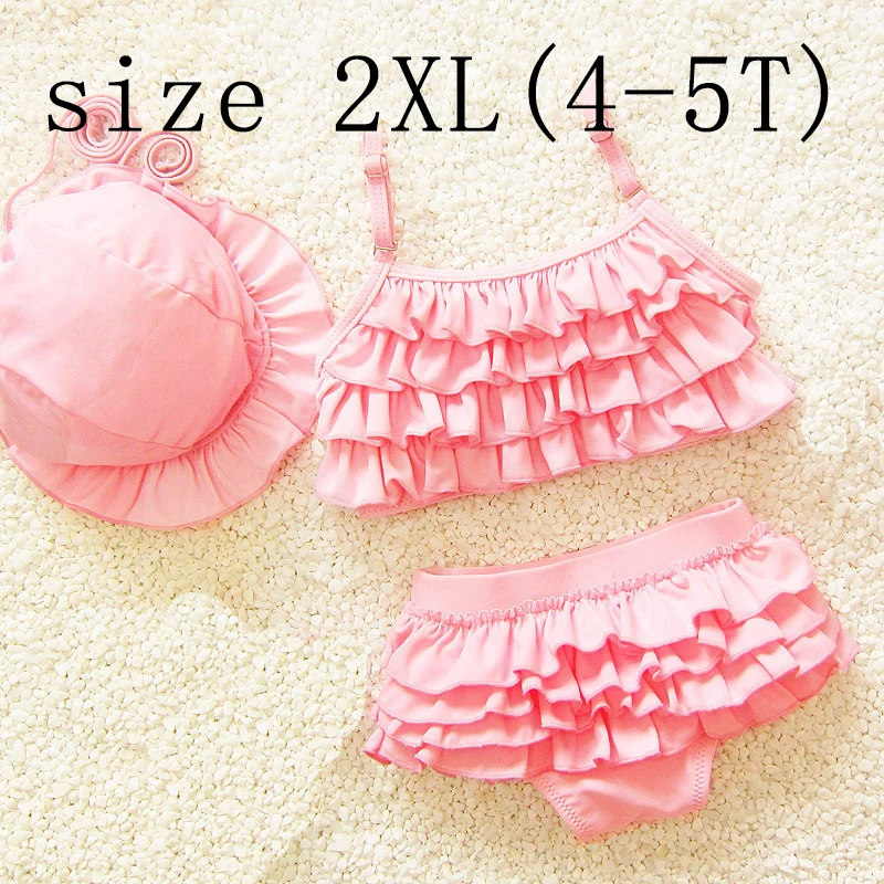 Детская одежда для купания комплект из 3 предметов, бикини для девочек г., летний купальный костюм для девочек пляжная одежда для купания купальная Одежда для девочек - Цвет: pink 2XL