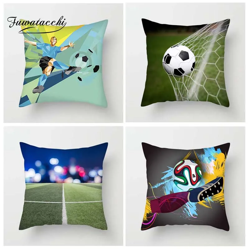 Best Fuwatacchi Soccer Ball Shot Cushion Cover Cartoon Style Football Match Throw Pillow Cover Decorative Sofa Pillow Case Pillowcase