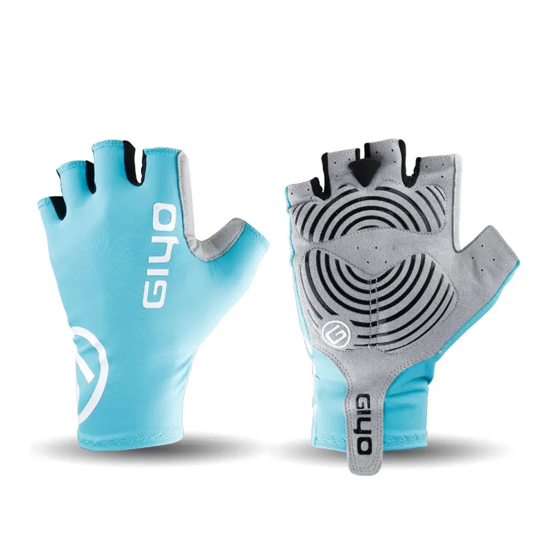 GIYO S-02 перчатки для езды на велосипеде с полупальцами из лайкры эластичные велосипедные перчатки для защиты рук Дышащие варежки длинные манжеты на запястье - Цвет: Blue