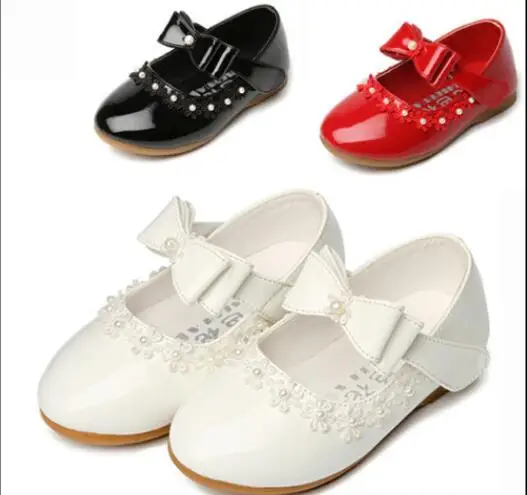 Детская Свадебная обувь из искусственной кожи; сандалии для принцессы для маленьких девочек; Повседневная кружевная обувь с цветочным узором; детская обувь для девочек