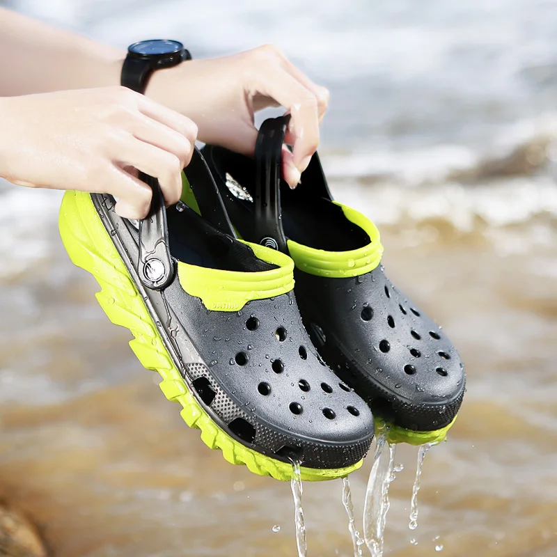 2019 mens Sandals Summer Beach Waterproof Swimming Shoes male High Quality Croc Men Casual Aqua Clogs Brand shoes Big Size 45 46