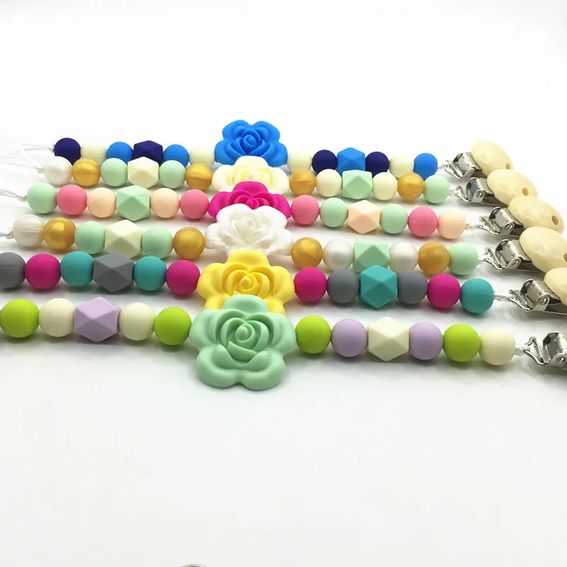 

NEW Teether of Silicone Teething flower Pacifier Clips Universal Soother Clip Kids Chew Toy Baby teething pendant BPA Free