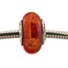 DIY Подходит Пандора шармы браслеты удача достаток муранского стекла бусины стерлингового серебра 925-ювелирные изделия