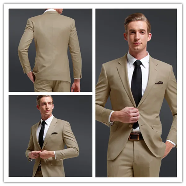 new style designer mens cream coloured formal groom dress suit wedding ...