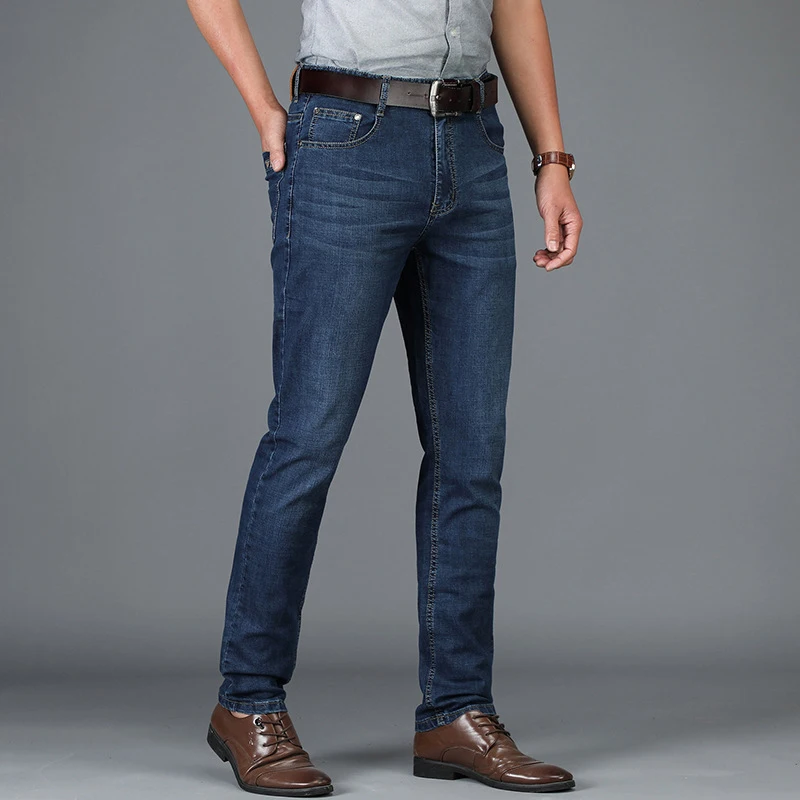 Summer lightweight Jeans Mens breathable Straight jeans High quality