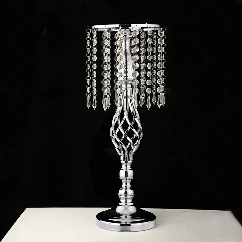 B Silver 52cm Полые s-образные Хрустальные акриловые бусины занавески вращающийся Шелковый стол подставка для цветов Свадебные реквизиты Русалка Подсвечник кронштейн ваза 1 шт - Цвет: B Silver 52cm