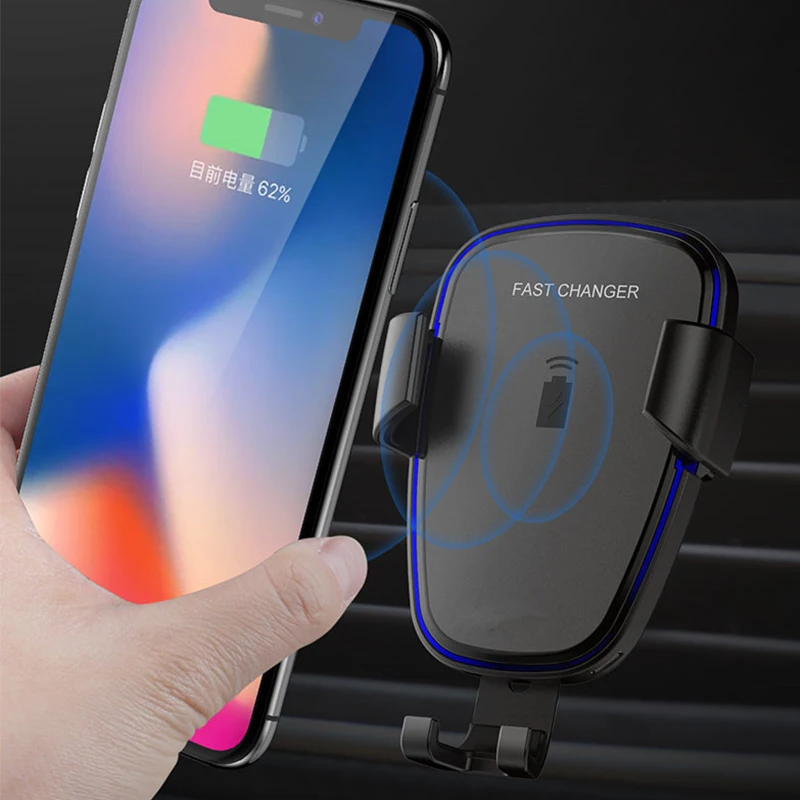 Car Qi Wireless Charger 360 Rotation Air Vent Fast Charge Phone Charger Holder For iPhone X 8 Plus Samsung S9 S8 Cup Car Charger