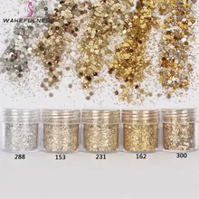 1 коробка цвета шампанского, серебристого цвета, блестки для ногтей, пыль, тонкая смесь, 3D Блестки для ногтей, акриловый блестящий порошок, большие кончики для украшения ногтей, 10 мл
