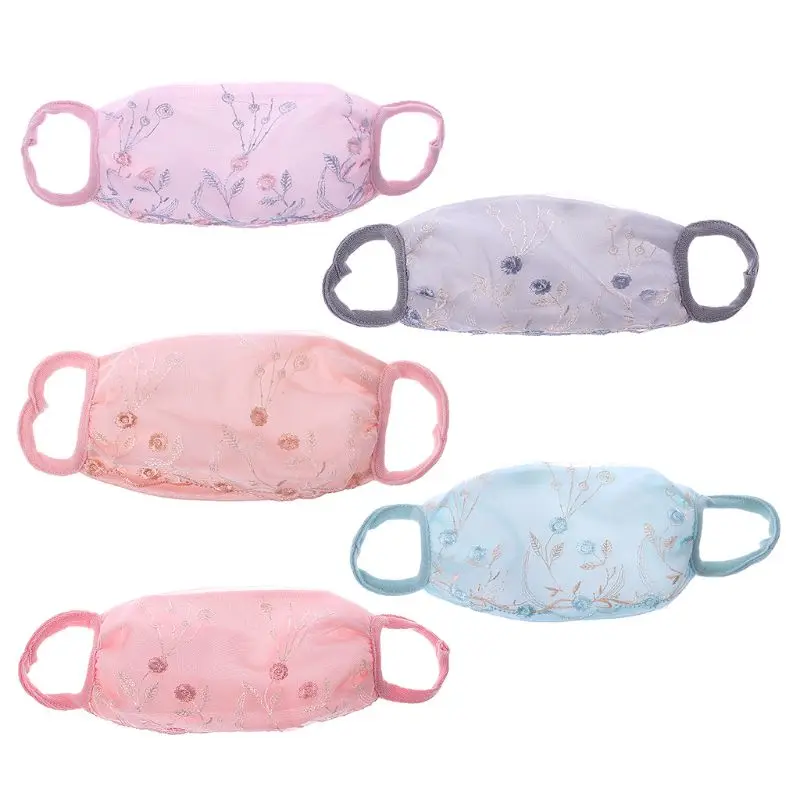 

Flower Print Lace Cotton Blend Anti Dust Sun Protection Earloop Face Mouth Masks