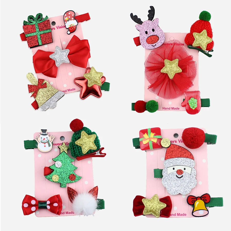 

New Christmas Children Hair clip Hairpins Accessories Cute Cartoon Santa Claus crown Girls Princess handmade Barrettes Headdress