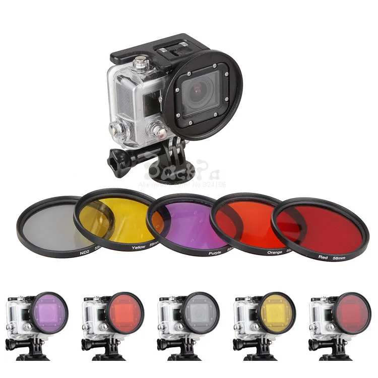 6 In 1 Camera Polarizer Filter Adapter 58mm Kit Fit for Gopro Hero 3