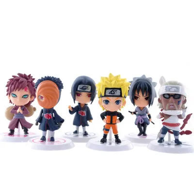 

6 Piece 7cm Q Version 19 Generation Naruto Sasuke Action Figure Car Furnishing Articles Animation Model Holiday Gifts Ornament