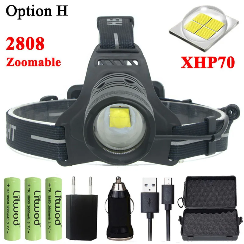 OPtion H Z20 Litwod 2808 XHP70 светодиодные фары высокой мощности 32000lum, мощный, фонарь на голову лампа фонарик светодиодный головной свет - Испускаемый цвет: OPtion H