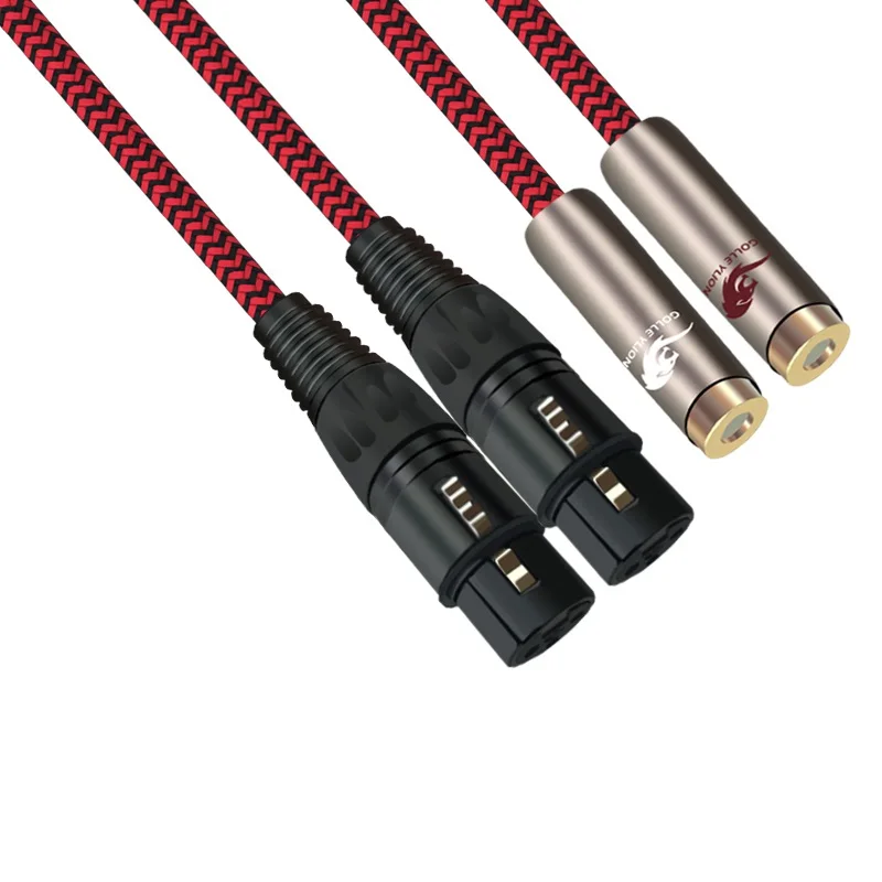 Dual Xlr Female To Double Rca Female Audio Cable For Mixer Amplifier