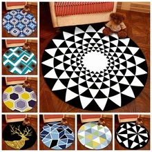 Европейские геометрические круглые ковры для гостиной, спальни, детской комнаты, белый и черный мягкий напольный ковер, дверной коврик, нежные коврики