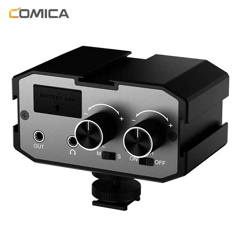 

Comica AX1 Universal Microphone Audio Adapter Mixer Preamplifier with Stereo&Dual Mono inputs for Canon Nikon Camera Camcorders