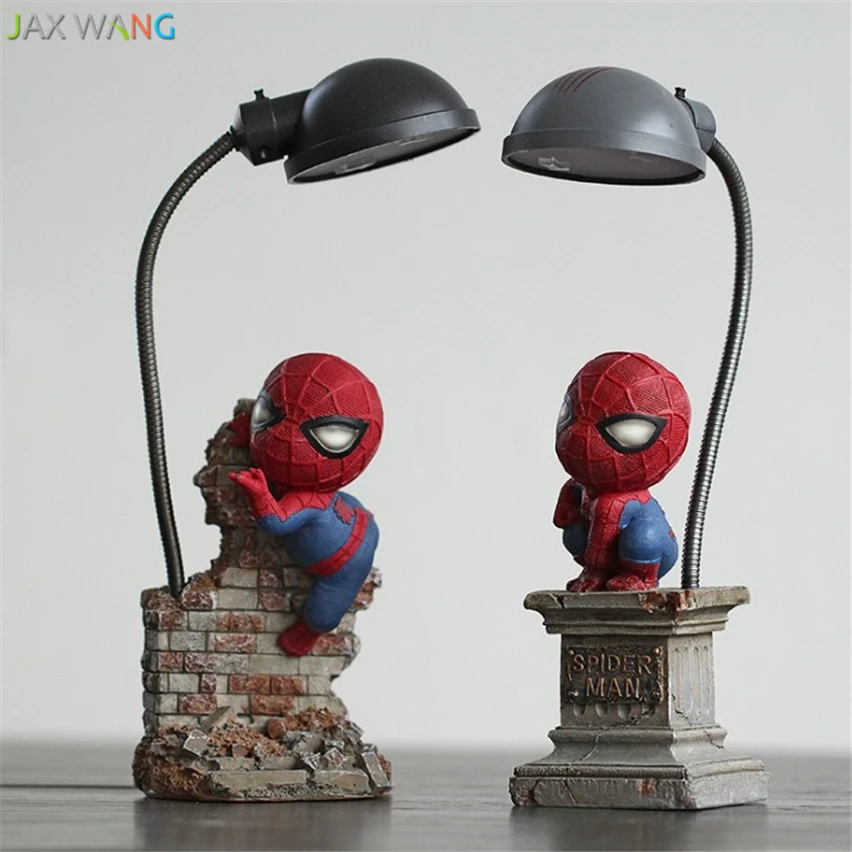 

Children cartoon Spider-Man Night Light Resin Lamp for Children Room Bedroom Bedsiade Lighting Boy Gilr Birthday Gifts