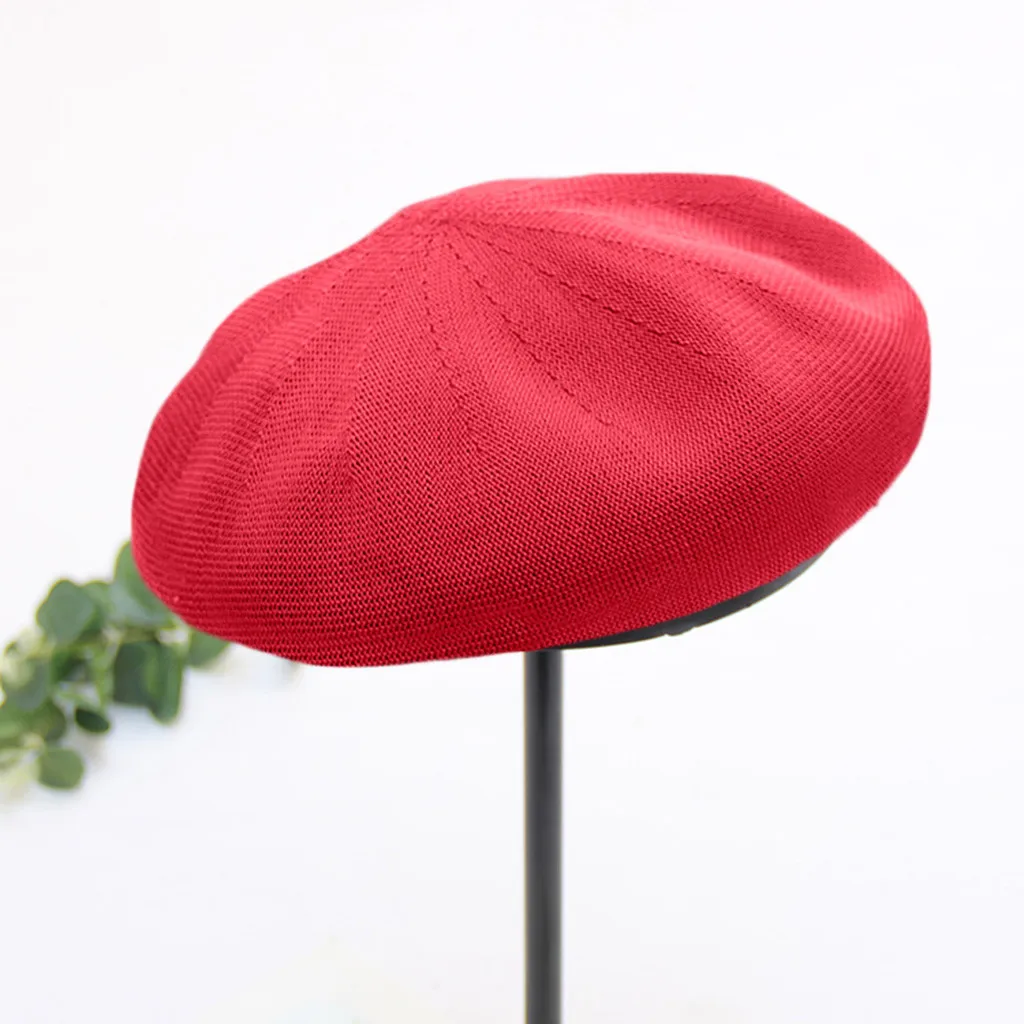 Берет, шапка во французском стиле, шапка бини, одноцветная шапка для женщин и девочек