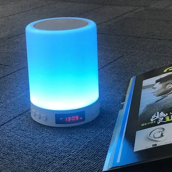 

LED Wireless Bluetooth Speaker Mini Smart Lights Alarm Clock Colorful Nightlight Sound Speakers Music Center Caixa De Som F4040C
